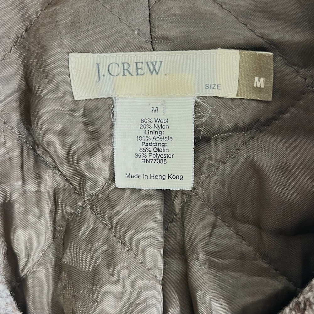 Vintage J.Crew Sz Medium Double Breasted Tweed Pea Coat Quilted Lining - Picture 5 of 6